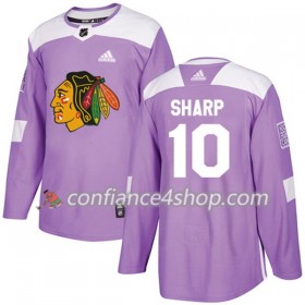 Adidas Maillot de Hockey Chicago Blackhawks Patrick Sharp 10 2017-2018 Violet Fights Cancer Practice Authentic - Homme